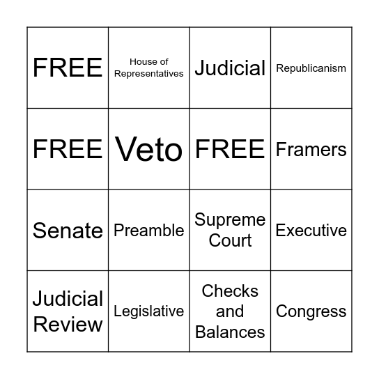 US Government - Objective 2 Bingo Card