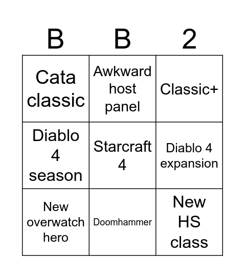 Blizzcon Bingo 2023 Bingo Card