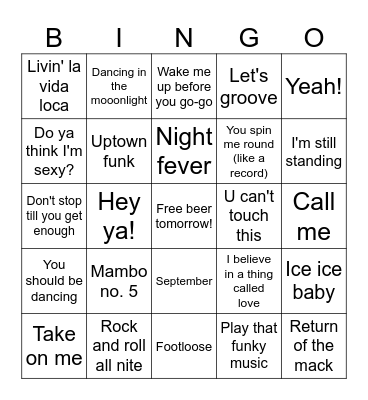 Party Time Bingo Card