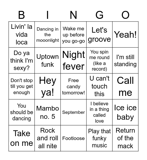 Party Time 2 Bingo Card