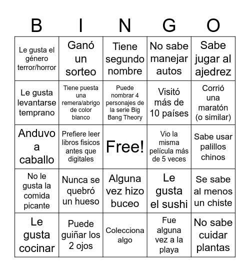 Icebreaker Bingo Card