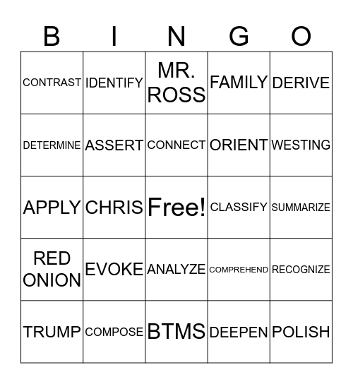 (MOSTLY) TIER 2 VOCABULARY Bingo Card