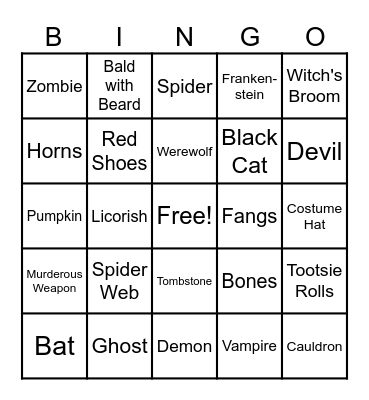 Manitoba Division HQ Halloween Bingo Card