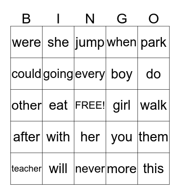 Word Wall Words   1GR.  PD. 2 Bingo Card