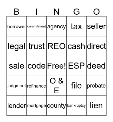 First American Title Bingo Card