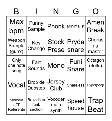 Broducer Bingo Card