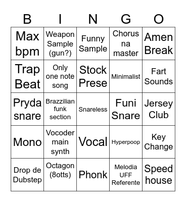 Broducer Bingo Card