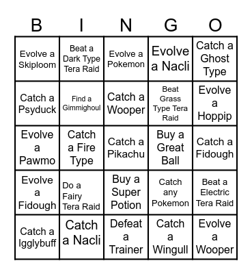 Pokemon BIngo Card
