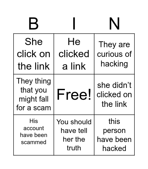 Test Correction Bingo Card