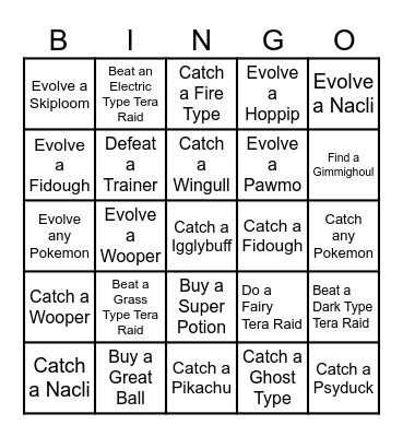Pokemon Bingo Card