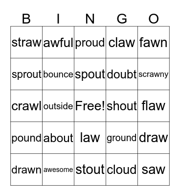 -aw and -ou Bingo Card