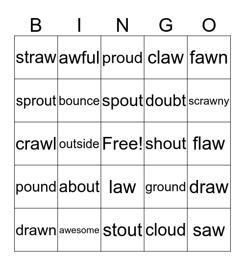 -aw and -ou Bingo Card