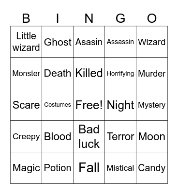 latin halloween Bingo Card