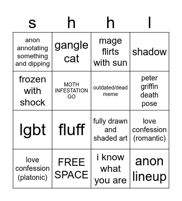 sun's stupid drawing bingo Card