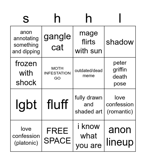 sun's stupid drawing bingo Card