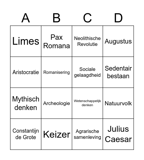 Tijdvak 1 en 2 bingo! Bingo Card