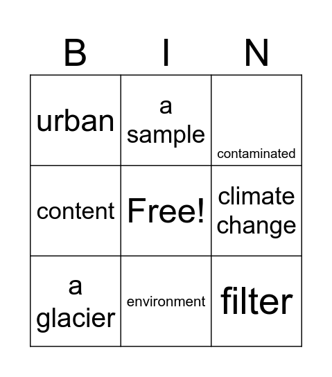 Start Up 6 Unit 4 Lesson 3: How to help the environment. Bingo Card