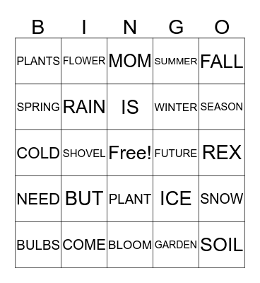 Future Flowers Bingo Card
