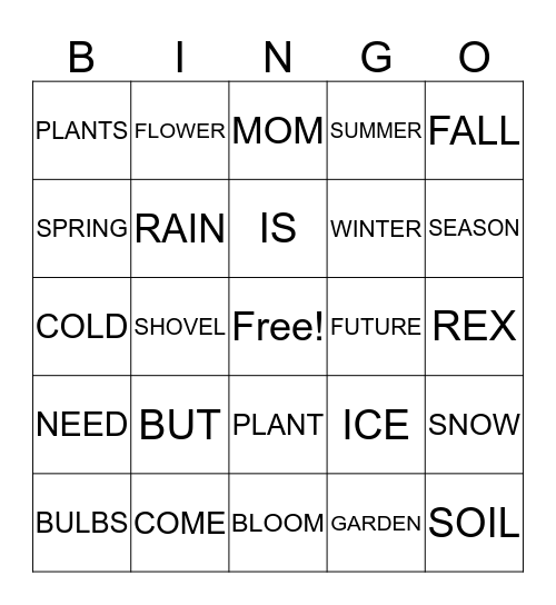 Future Flowers Bingo Card