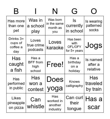 CPC Ice Breaker Bingo Card