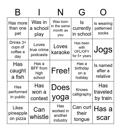 CPC Ice Breaker Bingo Card