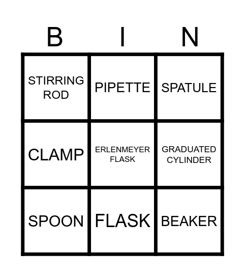 LABORATORY INSTRUMENTS Bingo Card