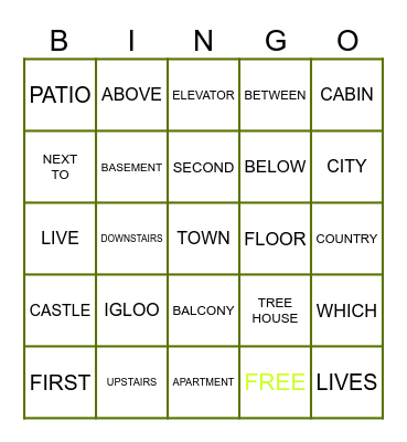 Home Sweet Home Bingo Card