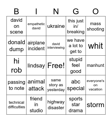 David Meeeeewer Bingo Card