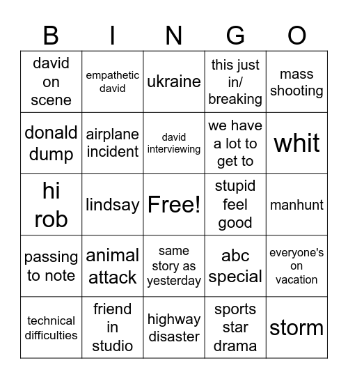 David Meeeeewer Bingo Card