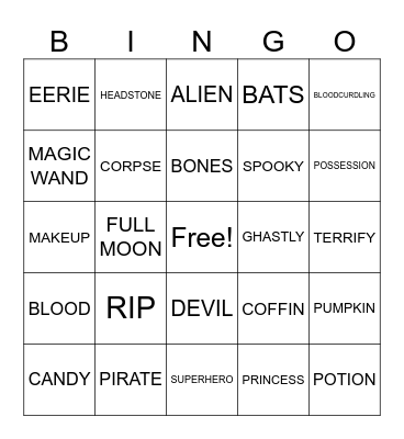 Halloween Bingo Card