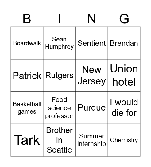 BINGO Card