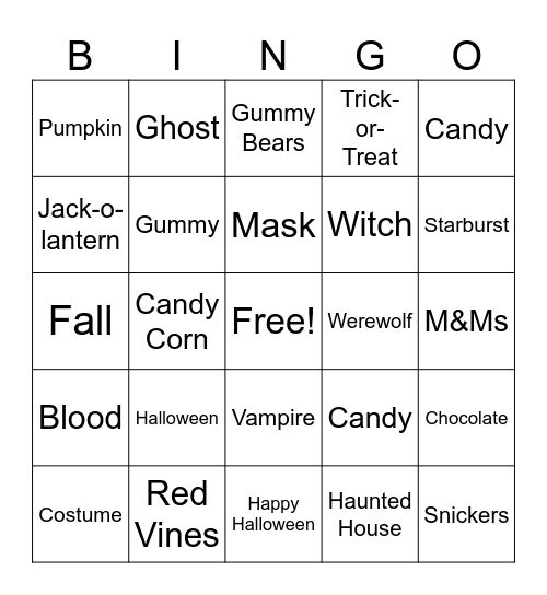 Halloween Bingo Card