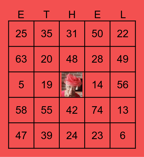 Ethel's 90th Birthday Bingo Card