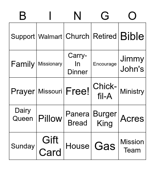 Raines Family Travels Bingo Card