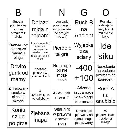 Premiery wieczorem Bingo Card