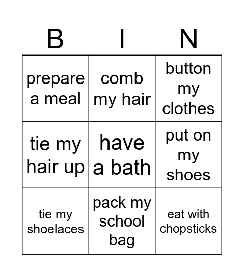When i was five, i could... Bingo Card