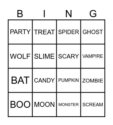 HAPPY HALLOWEEN Bingo Card
