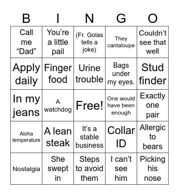 2023 Dad Joke Bingo Card