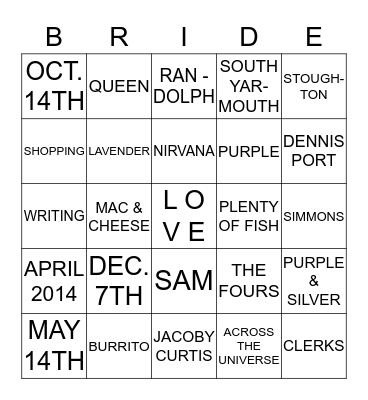 #FINALLYCURTIS Bingo Card