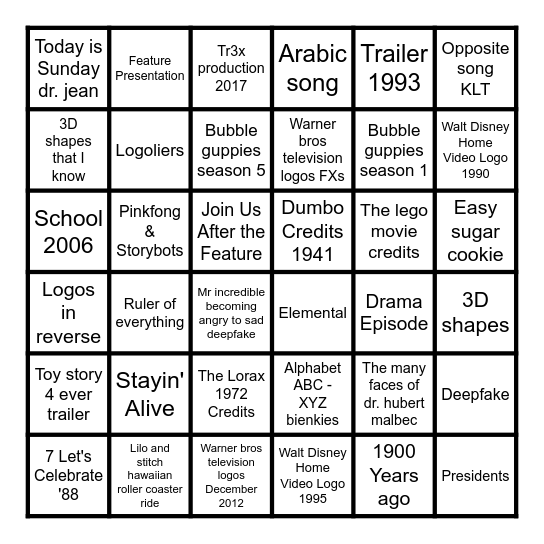 1789-2023 Bingo Card