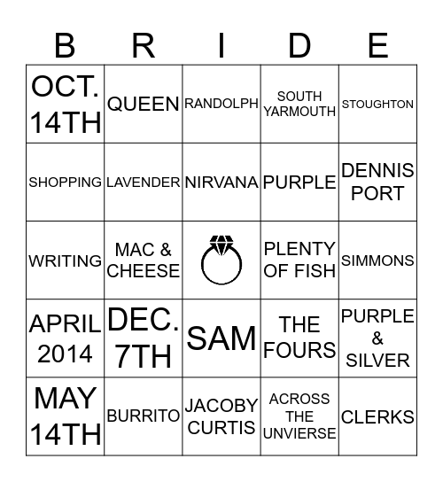 #FINALLYCURTIS Bingo Card