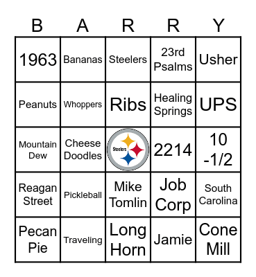 BARRY'S 60TH BIRTHDAY PARTY Bingo Card