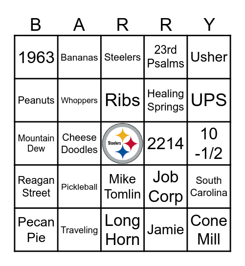 BARRY'S 60TH BIRTHDAY PARTY Bingo Card