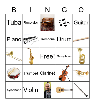 Musical Instrument Bingo Card