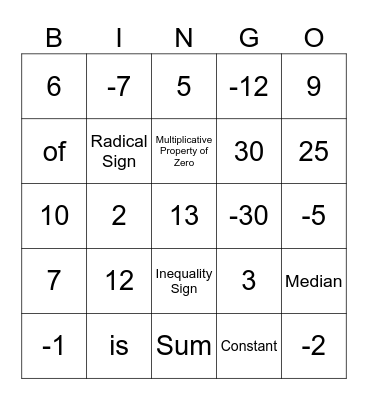 Halloween BINGO Card