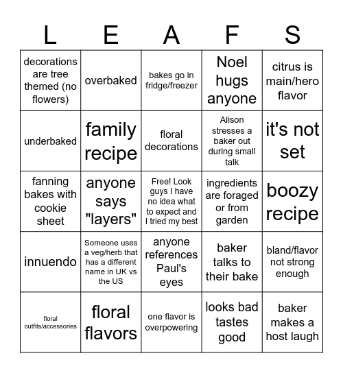 Botanical Week 2023 Bingo Card