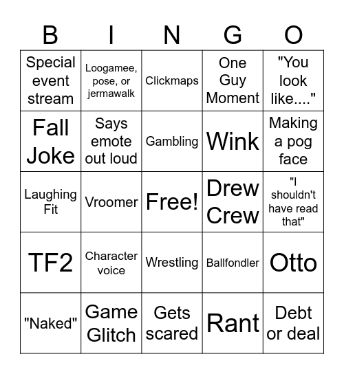 Jerma through the ages Bingo Card