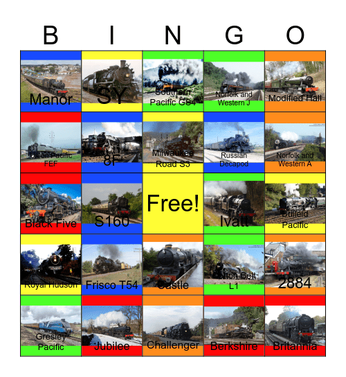 Firing the Steam Locomotive Bingo Card