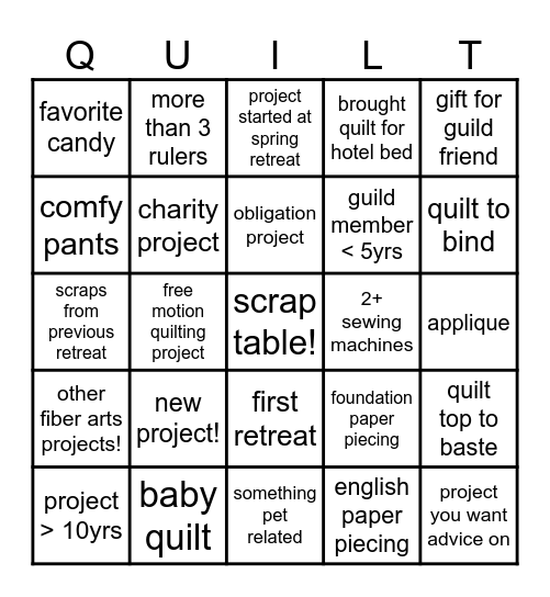 QUILT Bingo Card
