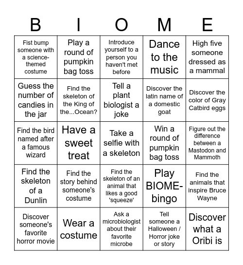 Biome-ology Bingo Card